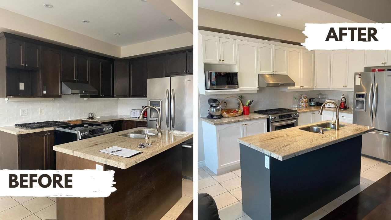 Kitchen Cabinet Refinishing Before & After