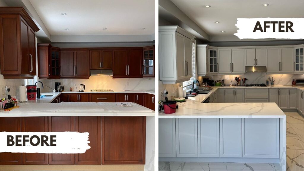 Kitchen Cabinet Refinishing Before and After Pictures