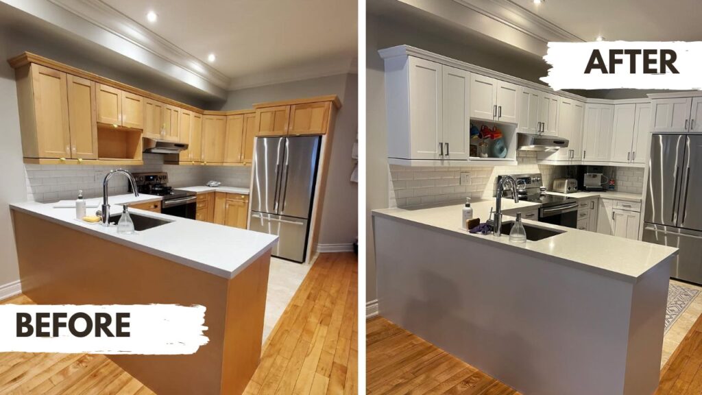 Painted Kitchen Cabinets Before And After Photo